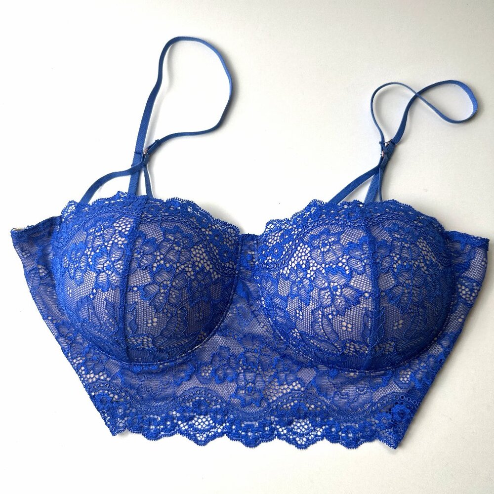 CHROMA TALE PUSH UP LACE BRALETTE BOGO BRAS! STYLE: LOS ANGELES COLOR: BLUE